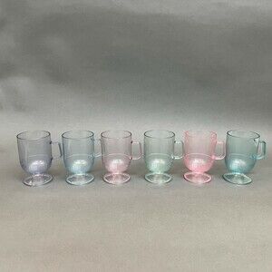 Tupperware Acrylic Stacking Cups Glasses Assorted Pastel Colors Set Lot of 6